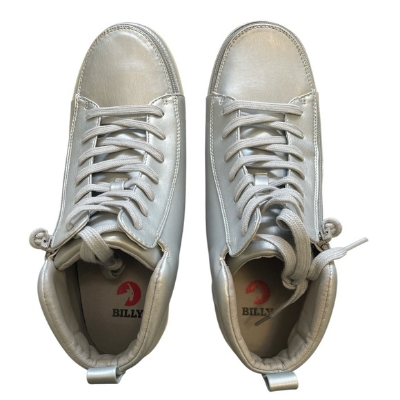 Silver Grey Metallic BILLY Sneaker Lace Mid Tops - Picture 7 of 14